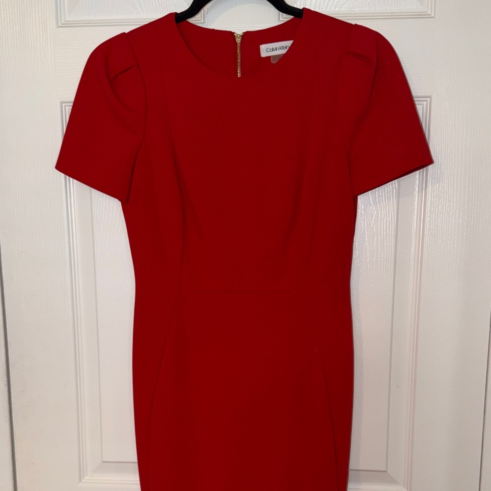 Calvin Klein Bold Red Midi Dress